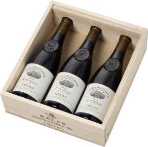 Delas - Coffret cadeaux Caisse Bois - 3 Bouteilles - Clos Boucher millésimé