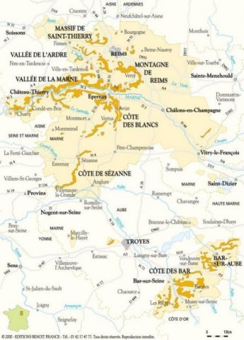 Carte de la Champagne viticole 2000 D.R. Bubbliz