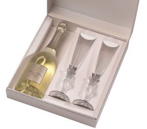 Coffret Complicité Champagne Amour de Deutz avec deux flûtes en cristal