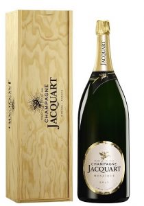 COFFRET CADEAU CHAMPAGNE JACQUART SALMANAZAR BRUT MOSAIQUE EN CAISSE BOIS 9 LITRES